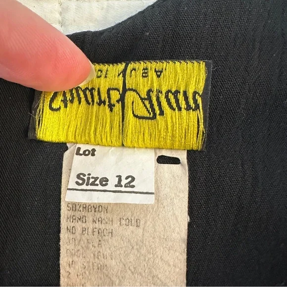 Vintage 80’s black Sz 12 Drop Waist Shift Dress Peplum by Stuart Alan - Picture 3 of 9